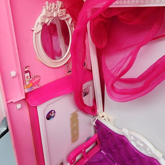 Vintage 1998 Barbie Dream House Foldable Playset Pink Castle Mattel - Picture 3 of 13